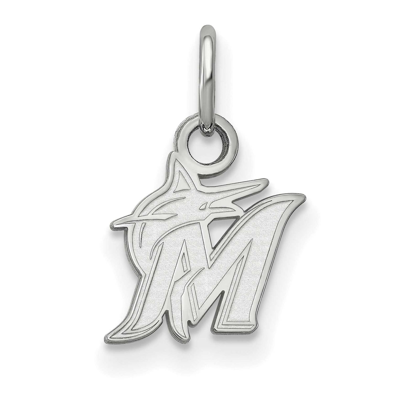 MLB Miami Marlins Letter M And Marlin Extra Small Pendant 10k White Gold 1W001MIN, UPC: 886774765877