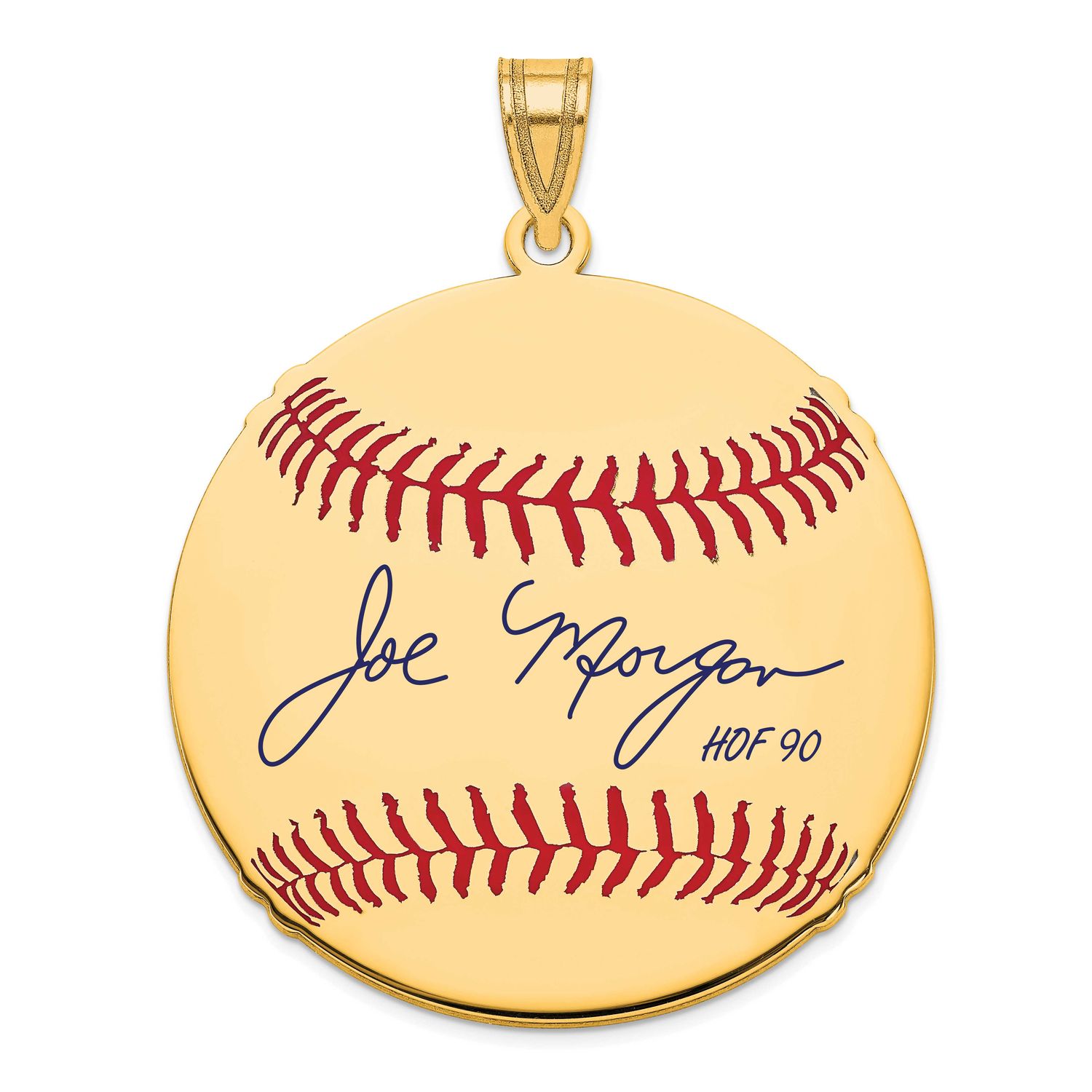 Joe Morgan Hall of Fame Signature Large Epoxy Baseball Pendant Gold-plated Sterling Silver GPHF02JM…