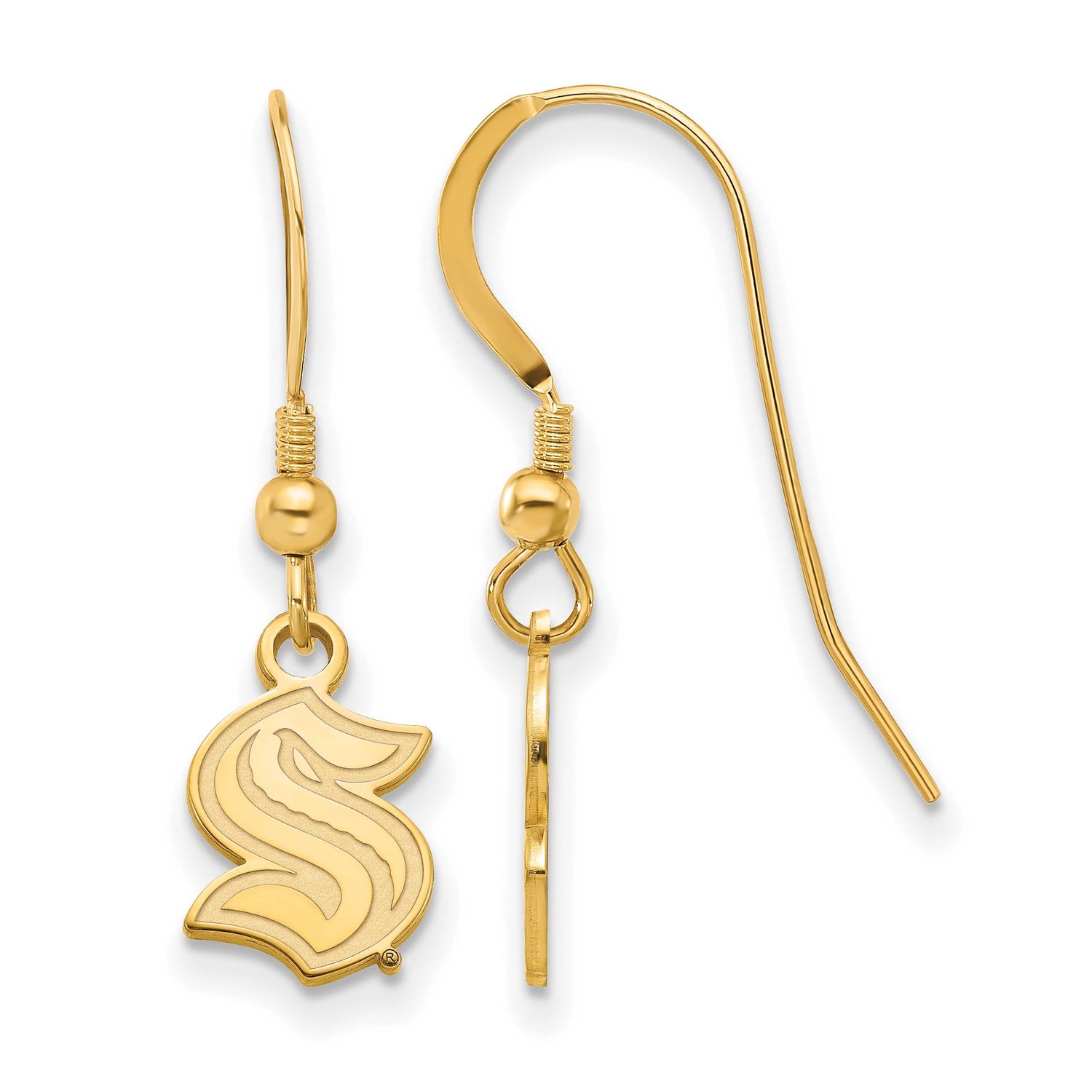 Gold-Pltd NHL Seattle Kraken Extra Small Dangle Earrings Sterling Silver GP006KRA, UPC: