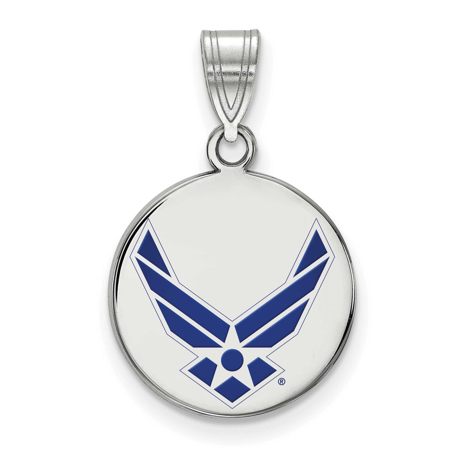 U.S. Air Force Medium Enameled Disc Pendant Sterling Silver Rhodium-plated SS031USAF, UPC: 19110121…