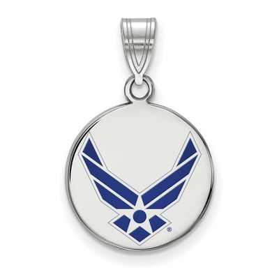 U.S. Air Force Medium Enameled Disc Pendant Sterling Silver Rhodium-plated SS031USAF, UPC: 19110121…
