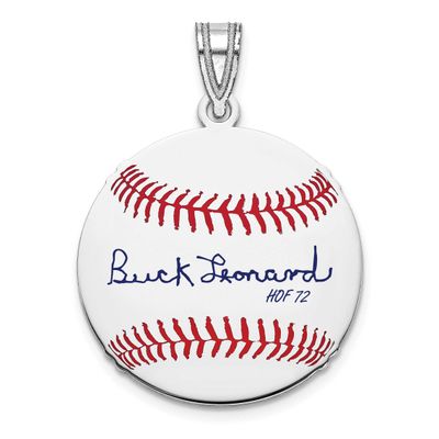 Buck Leonard Hall of Fame Signature Small Epoxy Baseball Pendant Sterling Silver SSHF11BL72, UPC: