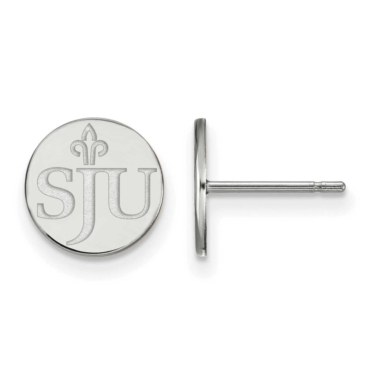 Saint Joseph&#39;S University S-J-U Extra Small Post Earrings Sterling Silver Rhodium-plated SS004SJO, …
