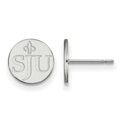 Saint Joseph&#39;S University S-J-U Extra Small Post Earrings Sterling Silver Rhodium-plated SS004SJO, …