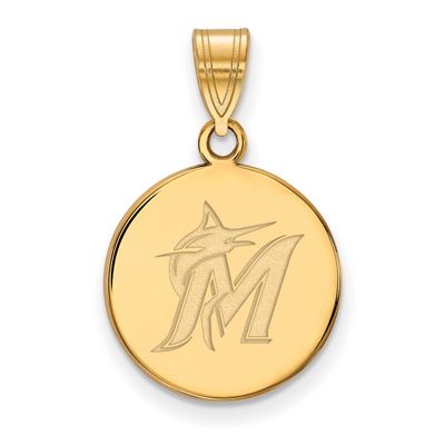 MLB Miami Marlins Letter M And Marlin Medium Disc Pendant 10k Gold 1Y014MIN, UPC: 886774809212