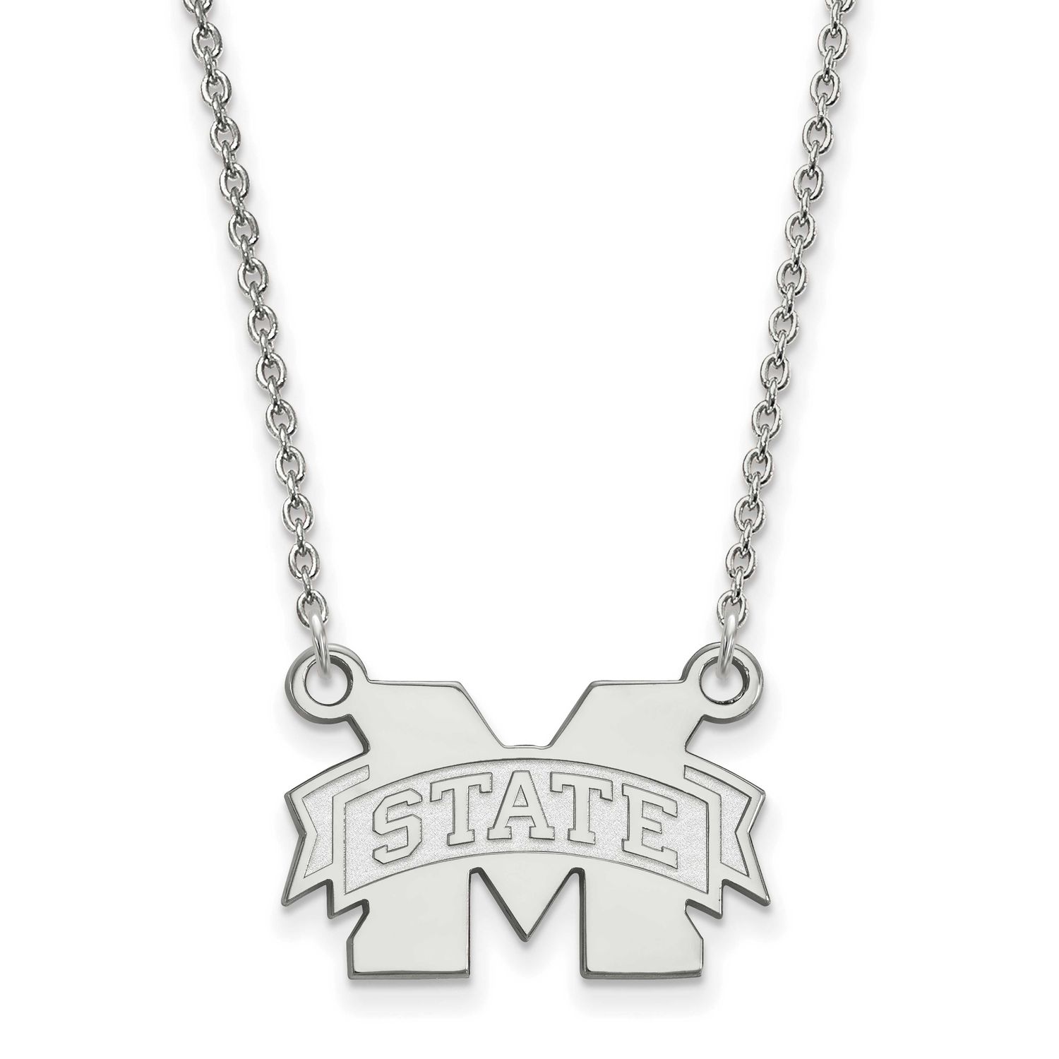 Mississippi State University Small Pendant with Neckla Sterling Silver Rhodium-plated SS015MSS-18, …