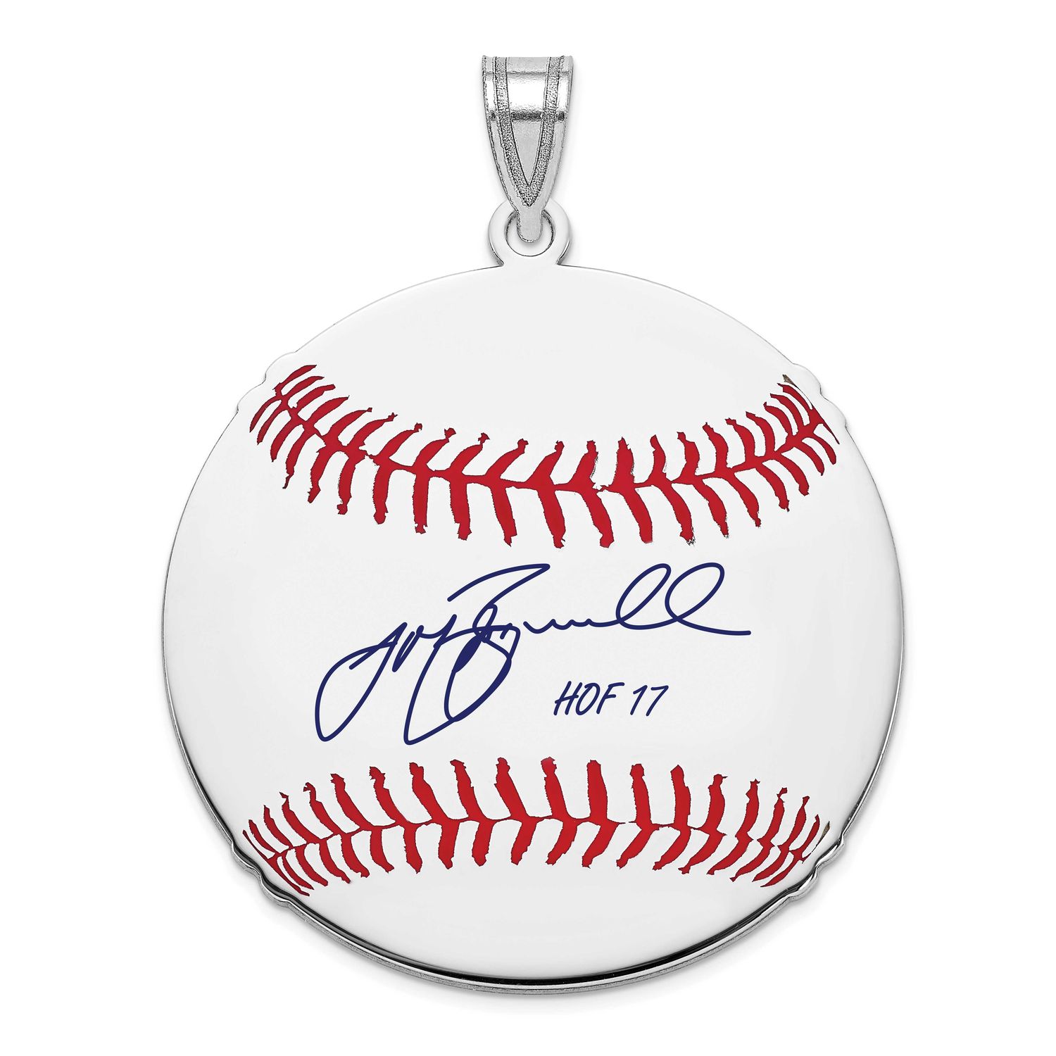 Jeff Bagwell Hall of Fame Signature Large Epoxy Baseball Pendant Sterling Silver SSHF02JB17, UPC: