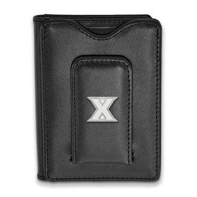 Xavier University Black Leather Wallet Sterling Silver Rhodium-plated SS014XU-W1, UPC: 191101215568