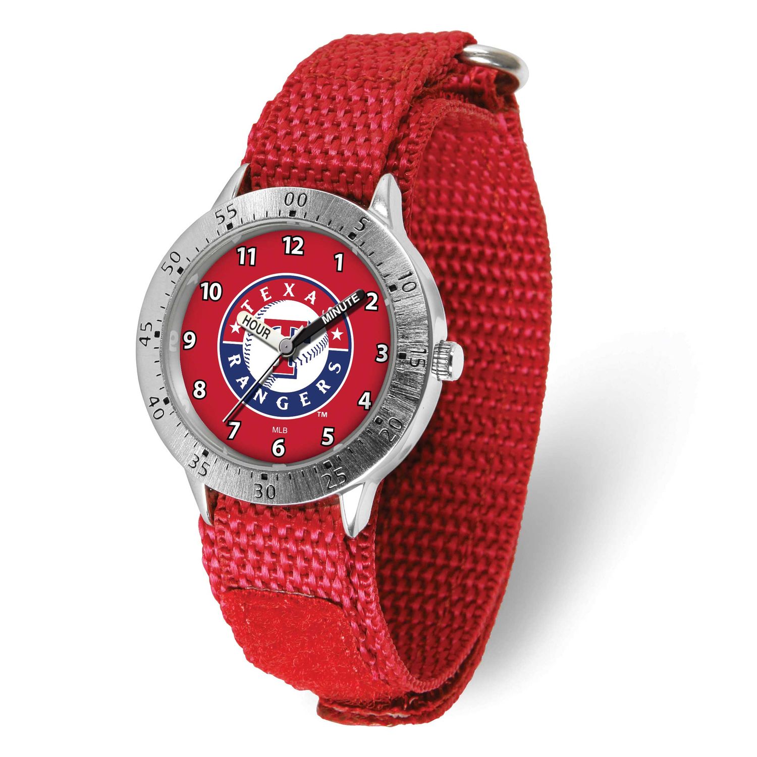 MLB Texas Rangers Youth Tailgater Nylon Strap Quartz Time Teaching Watch Gametime XWM3233, UPC: 826…
