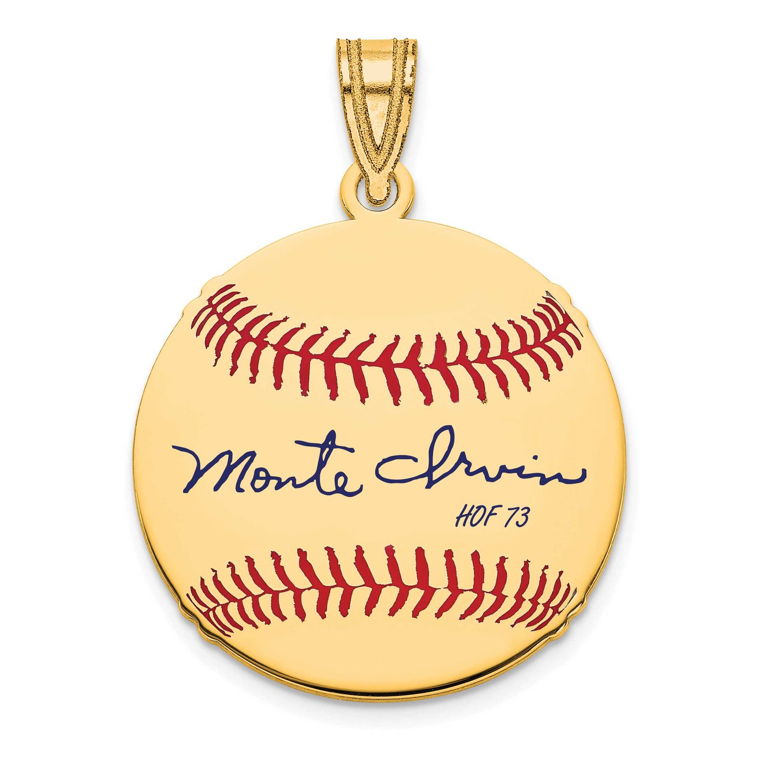 Monte Irvin Hall of Fame Signature Small Epoxy Baseball Pendant Gold-plated Sterling Silver GPHF11M…
