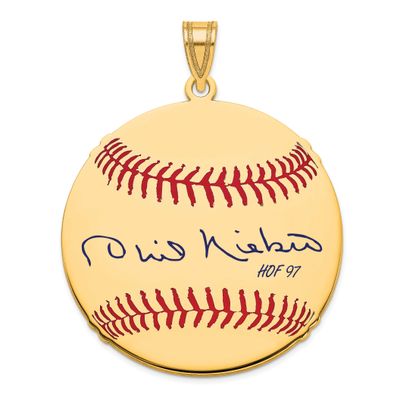 Phil Niekro Hall of Fame Signature Large Epoxy Baseball Pendant 14k Gold 4YHF02PN97, UPC: