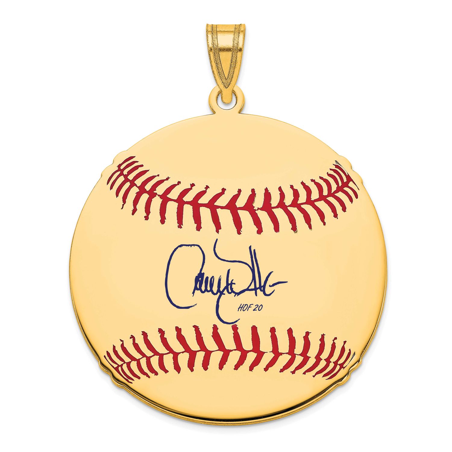 Larry Walker Hall of Fame Signature Large Epoxy Baseball Pendant Gold-plated Sterling Silver GPHF02…