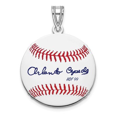 Orlando Cepeda Hall of Fame Signature Small Epoxy Baseball Pendant Sterling Silver SSHF11OC99, UPC: