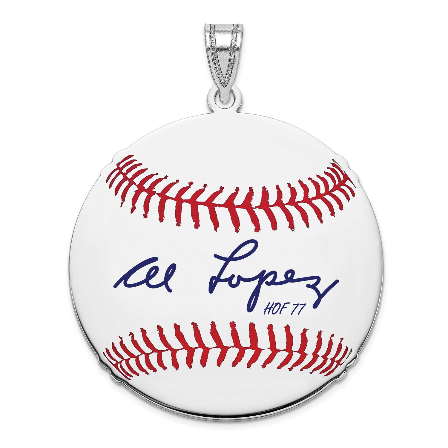 Al Lopez Hall of Fame Signature Large Epoxy Baseball Pendant Sterling Silver SSHF02AL77, UPC: