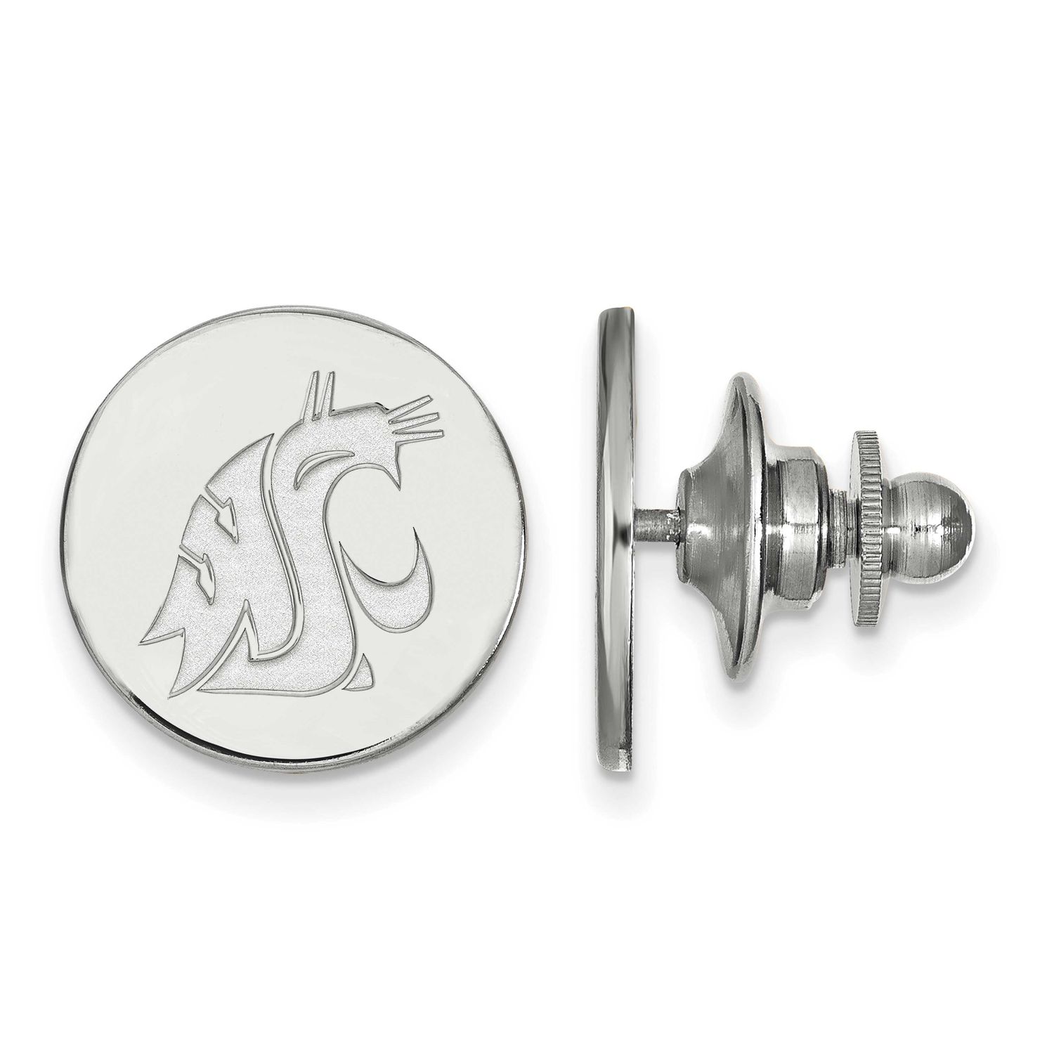 Washington State University Cougar Lapel Pin Sterling Silver Rhodium-plated SS008WAS, UPC: 88677472…