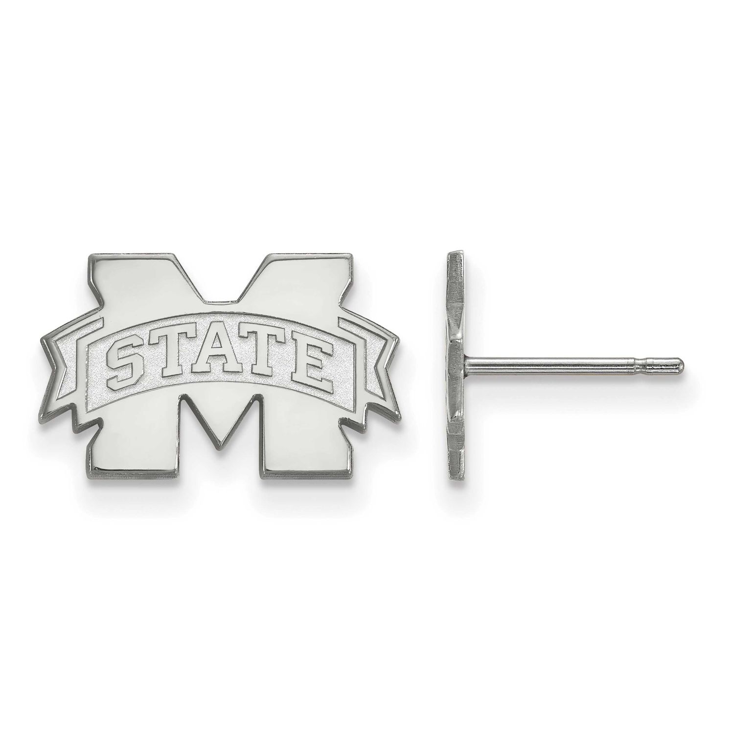 Mississippi State University Extra Small Post Earrings Sterling Silver Rhodium-plated SS008MSS, UPC…