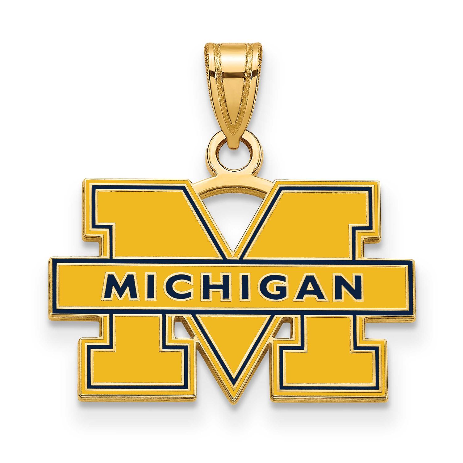 Michigan (University of) Small Blue Enamel Pendant 14k Gold 4Y061UM, UPC: 191101124570