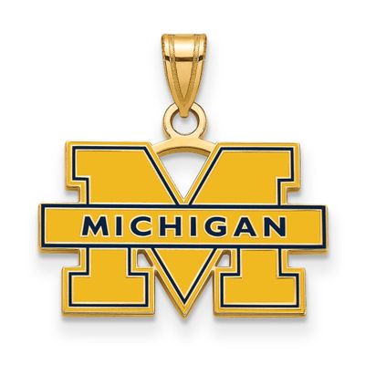 Michigan (University of) Small Blue Enamel Pendant 14k Gold 4Y061UM, UPC: 191101124570