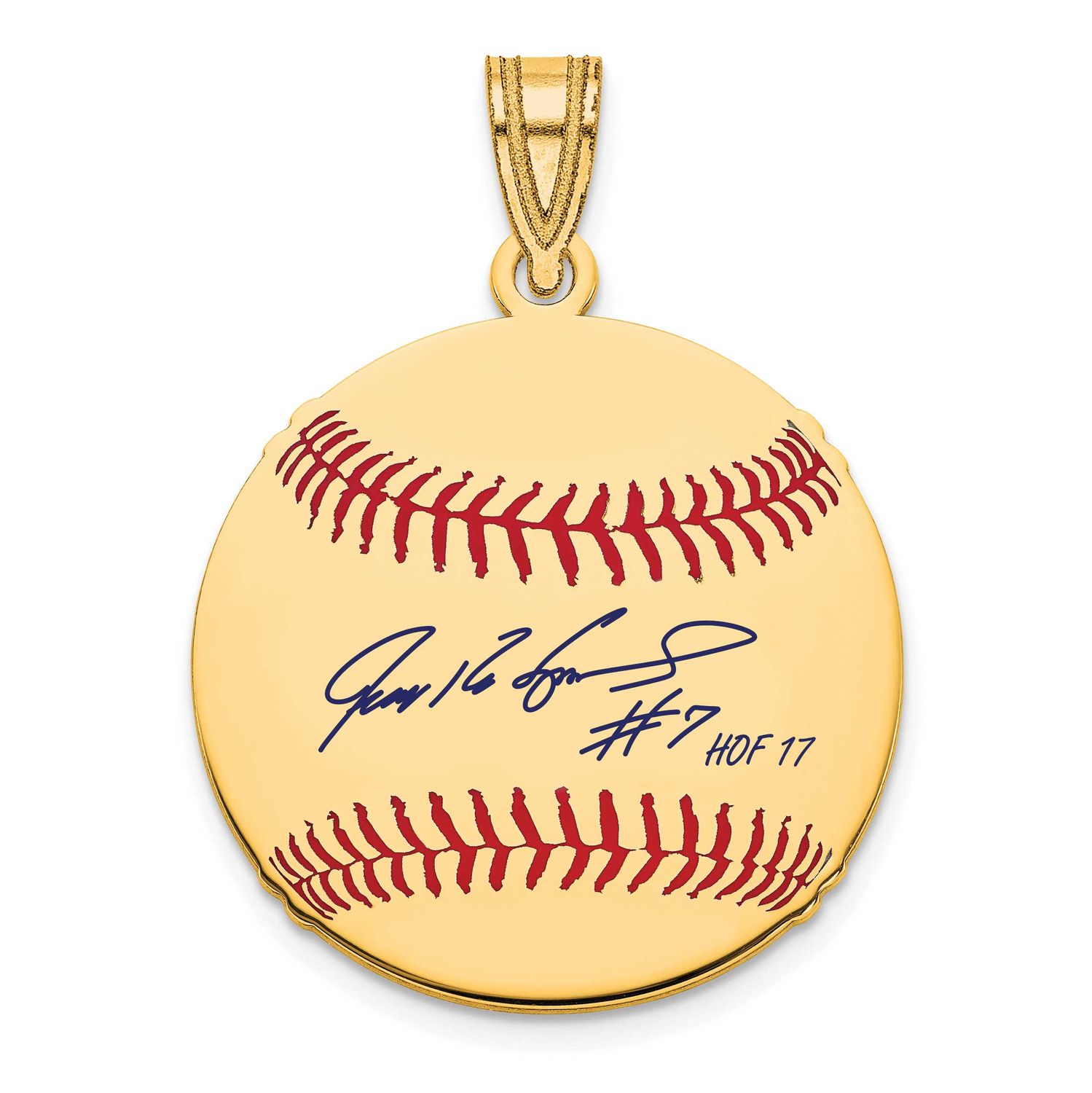 Ivan Pudge Rodriguez Hall of Fame Signature Small Epoxy Baseball Pendant 10k Gold 1YHF11IR17, UPC: