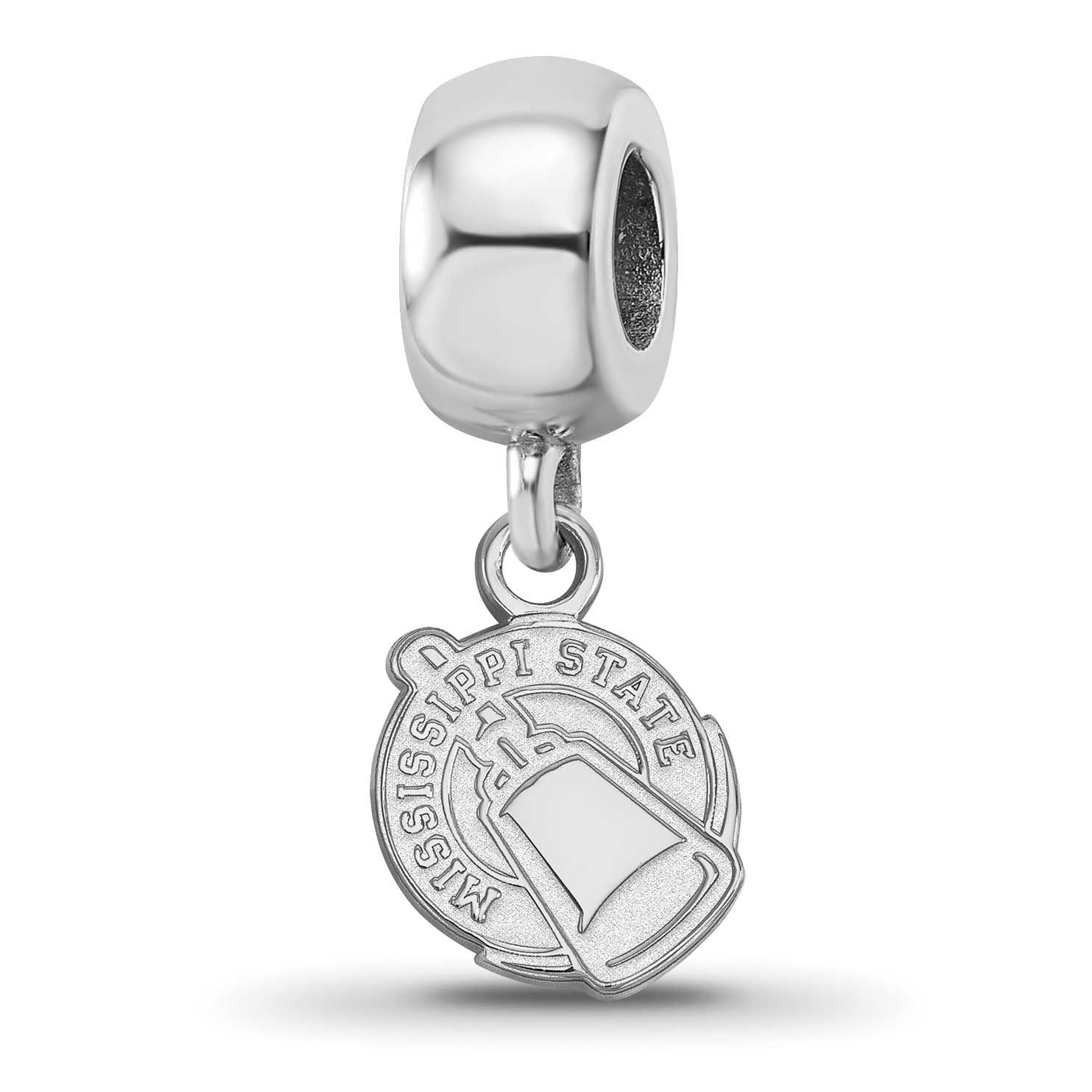 Mississippi State University Extra Small Dangle Bead Charm Sterling Silver Rhodium-plated SS061MSS,…