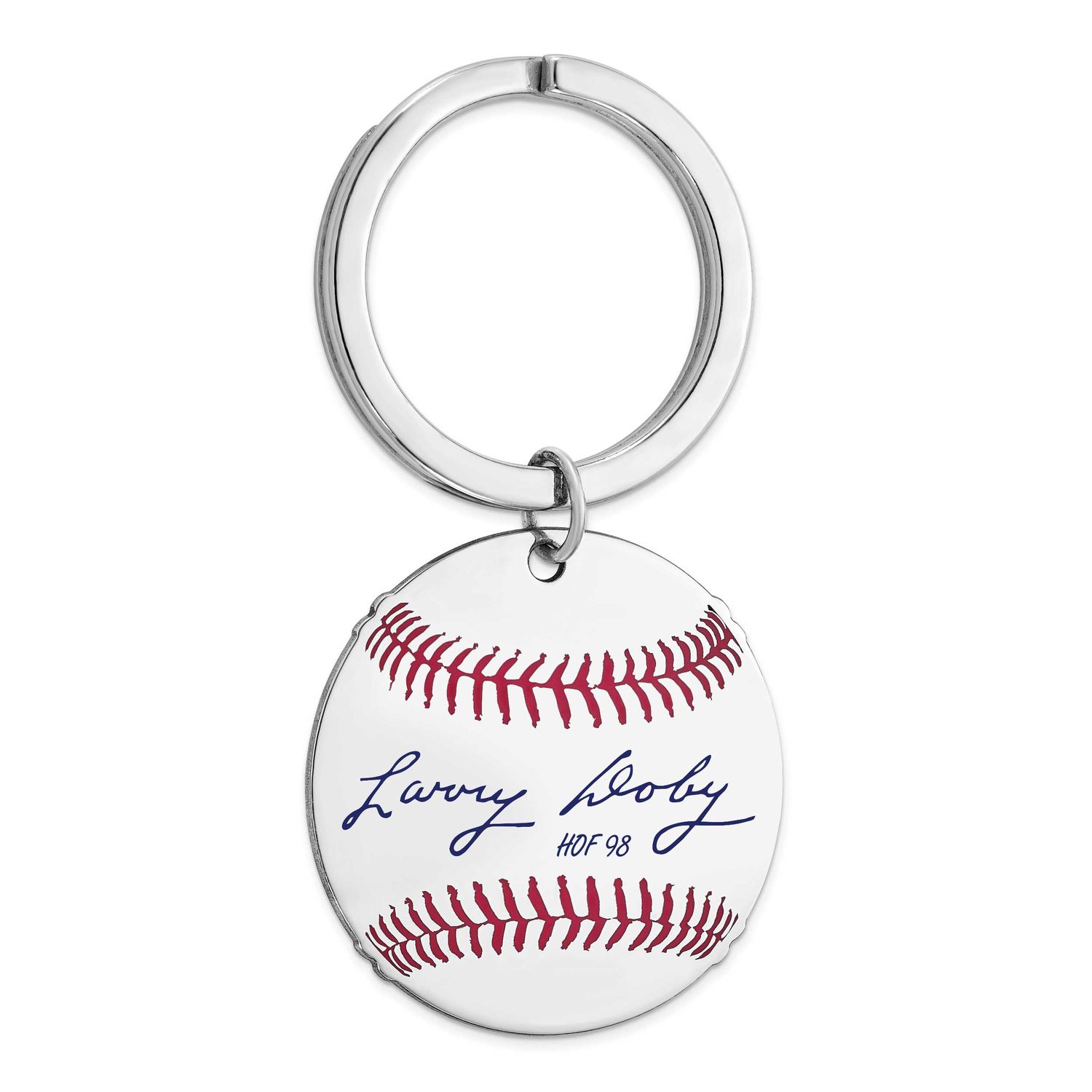 Larry Doby Hall of Fame Signature Epoxy Baseball Keychain Sterling Silver SSHF03LD98, UPC: