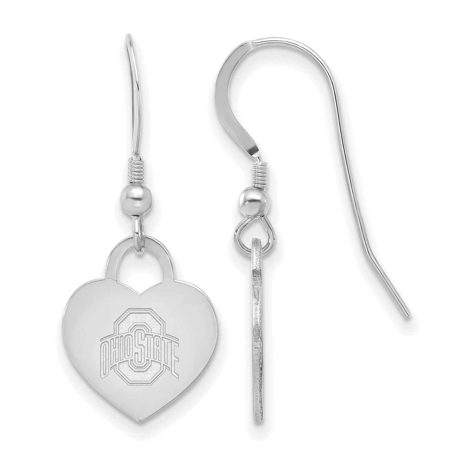 The Ohio State University Heart Dangle Earrings Sterling Silver Rhodium-plated SS128OSU, UPC: 19690…