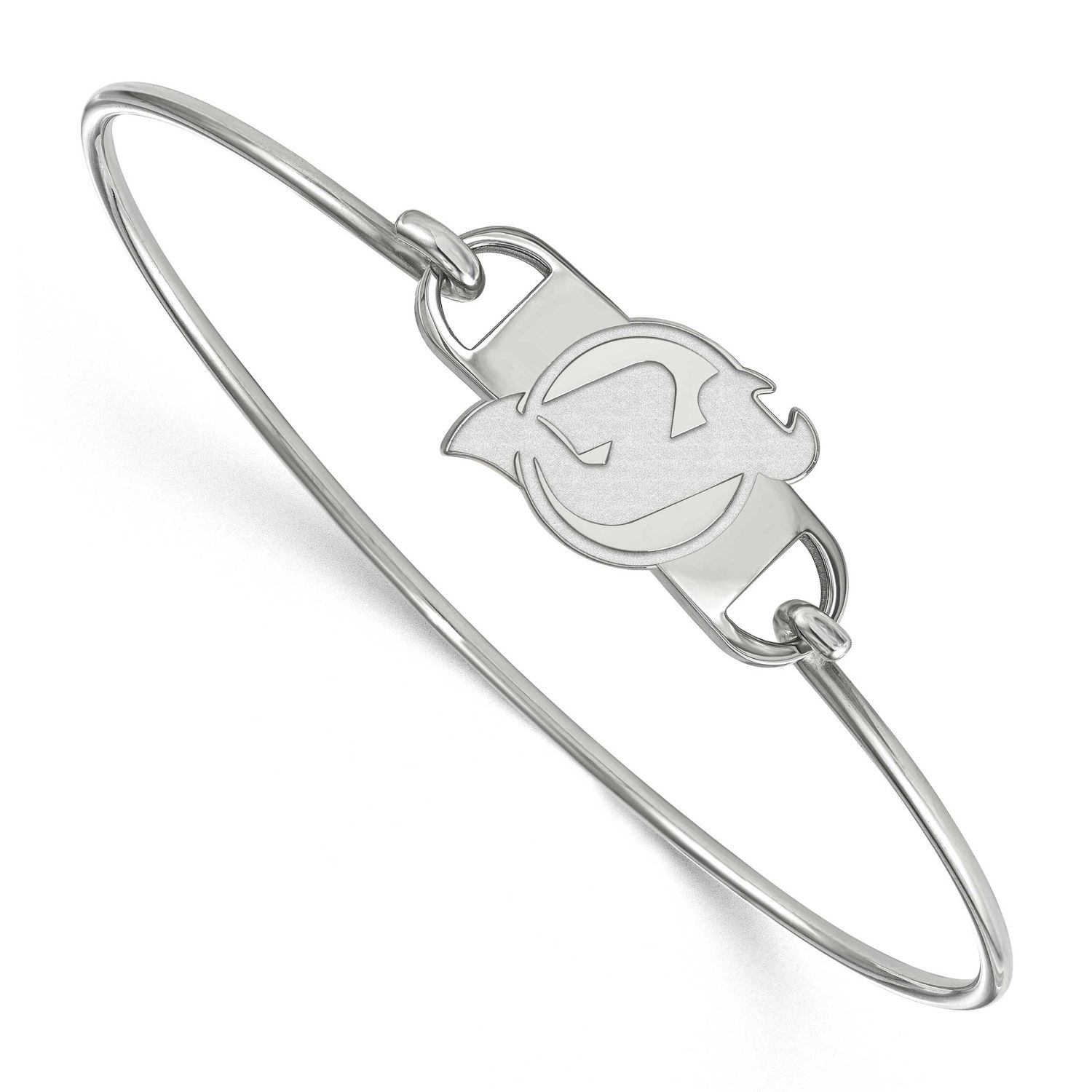 NHL New Jersey Devils Small Center 7 Inch Wire Bangle Sterling Silver Rhodium-plated SS015DVL-7, UP…