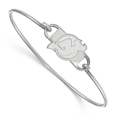 NHL New Jersey Devils Small Center 7 Inch Wire Bangle Sterling Silver Rhodium-plated SS015DVL-7, UP…