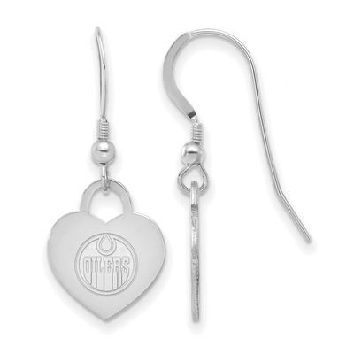 NHL Edmonton Oilers Heart Dangle Earrings Sterling Silver Rhodium-plated SS128OIL, UPC: 196904183991