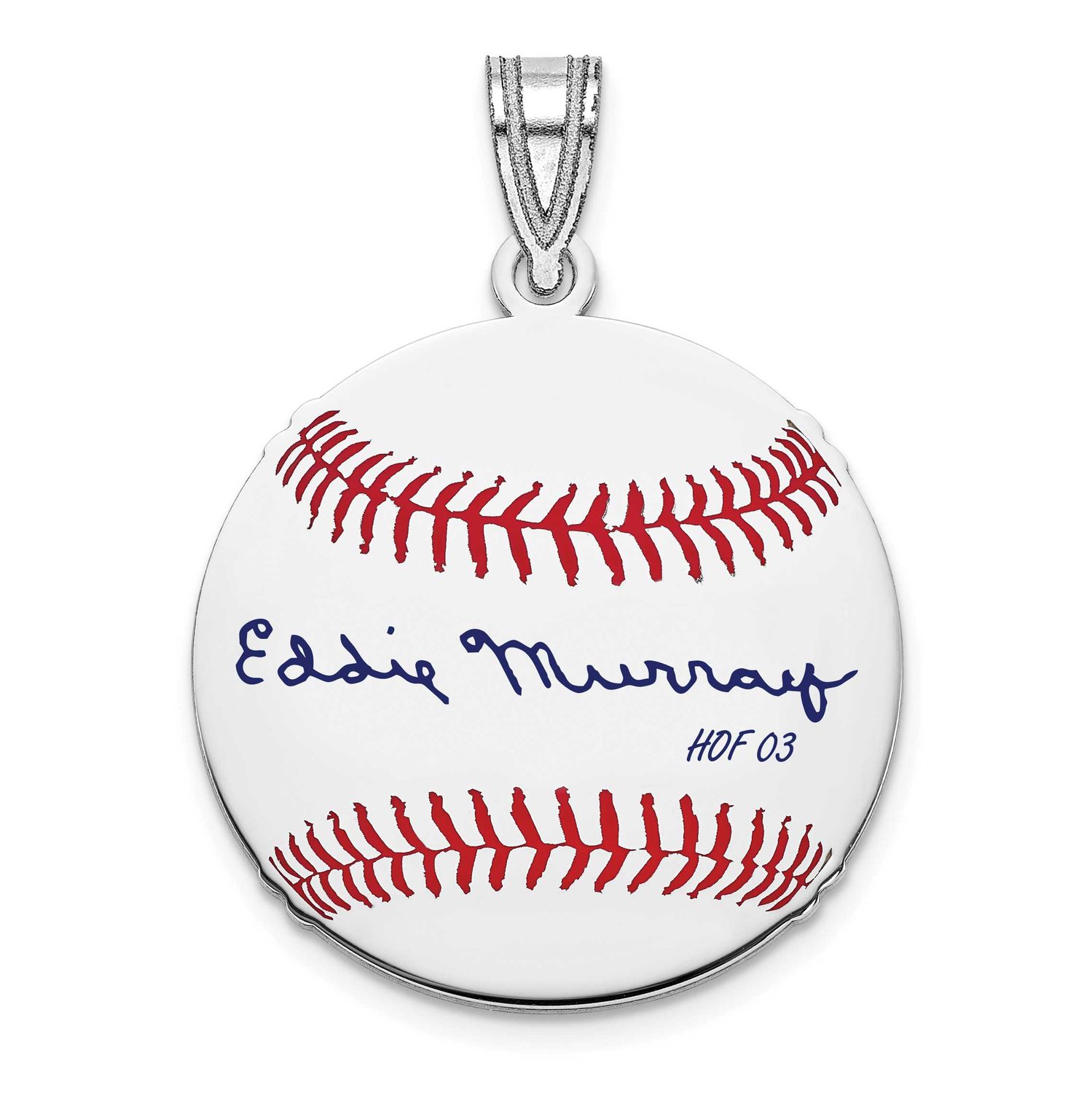 Eddie Murray Hall of Fame Signature Small Epoxy Baseball Pendant Sterling Silver SSHF11EM03, UPC: