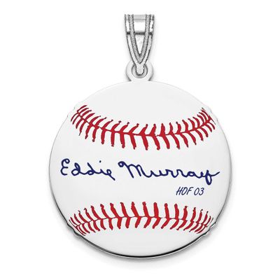Eddie Murray Hall of Fame Signature Small Epoxy Baseball Pendant Sterling Silver SSHF11EM03, UPC: