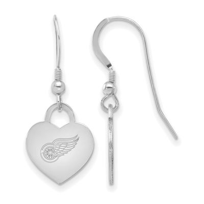 NHL Detroit Red Wings Heart Dangle Earrings Sterling Silver Rhodium-plated SS128RWI, UPC: 196904184…