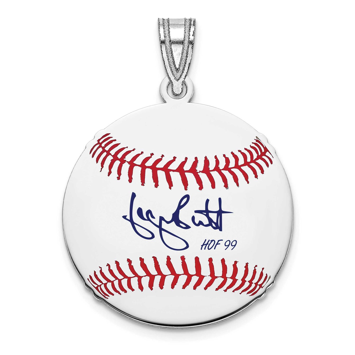 George Brett Hall of Fame Signature Small Epoxy Baseball Pendant Sterling Silver SSHF11GB99, UPC:
