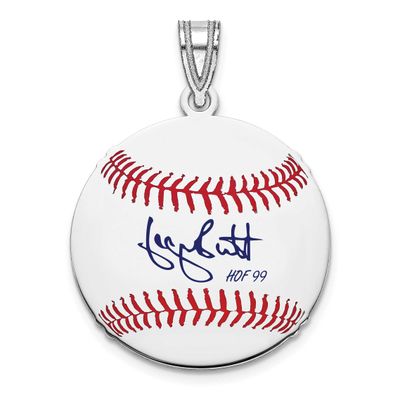 George Brett Hall of Fame Signature Small Epoxy Baseball Pendant Sterling Silver SSHF11GB99, UPC: