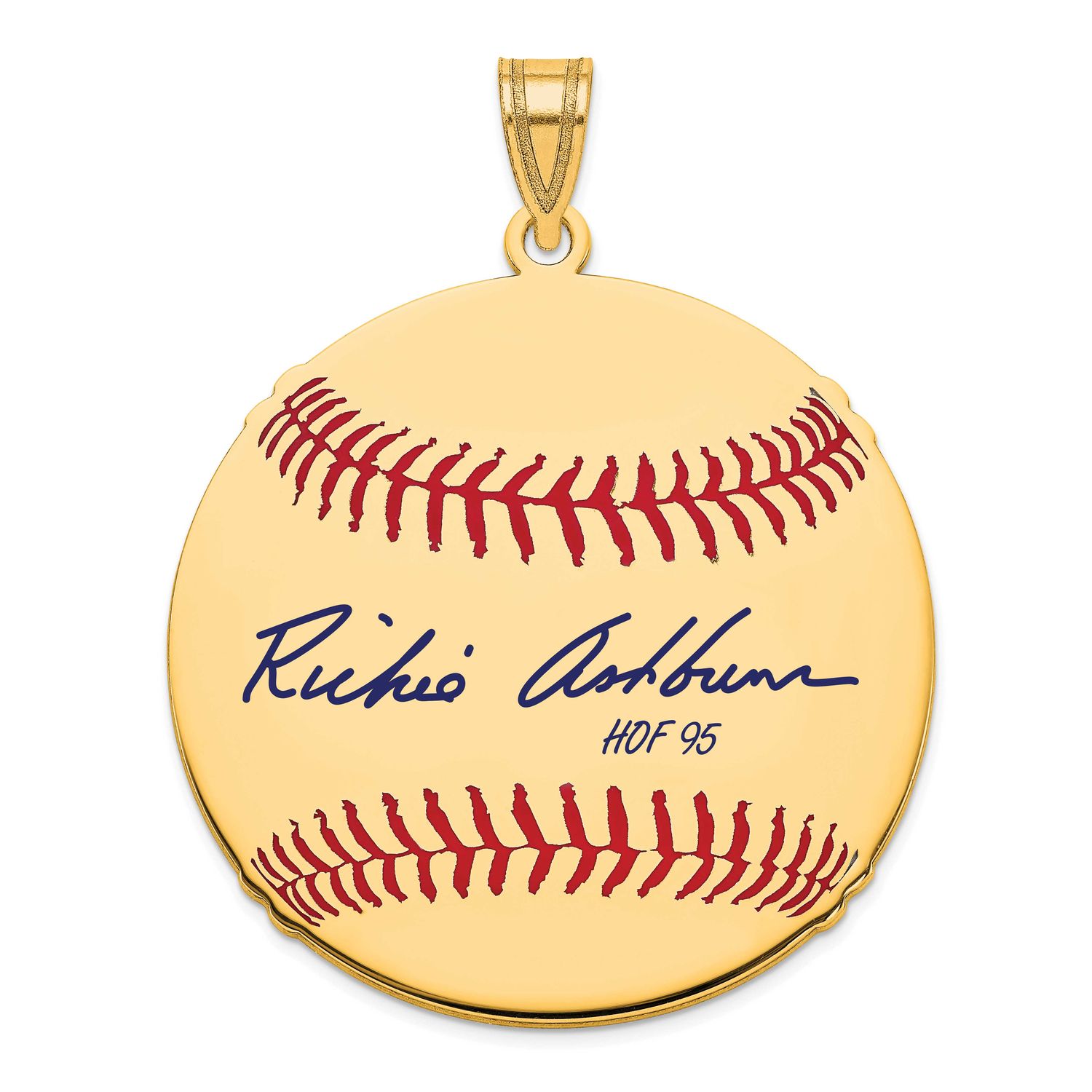 Richie Ashburn Hall of Fame Signature Large Epoxy Baseball Pendant Gold-plated Sterling Silver GPHF…
