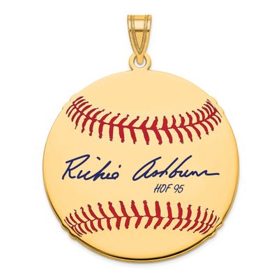 Richie Ashburn Hall of Fame Signature Large Epoxy Baseball Pendant Gold-plated Sterling Silver GPHF…