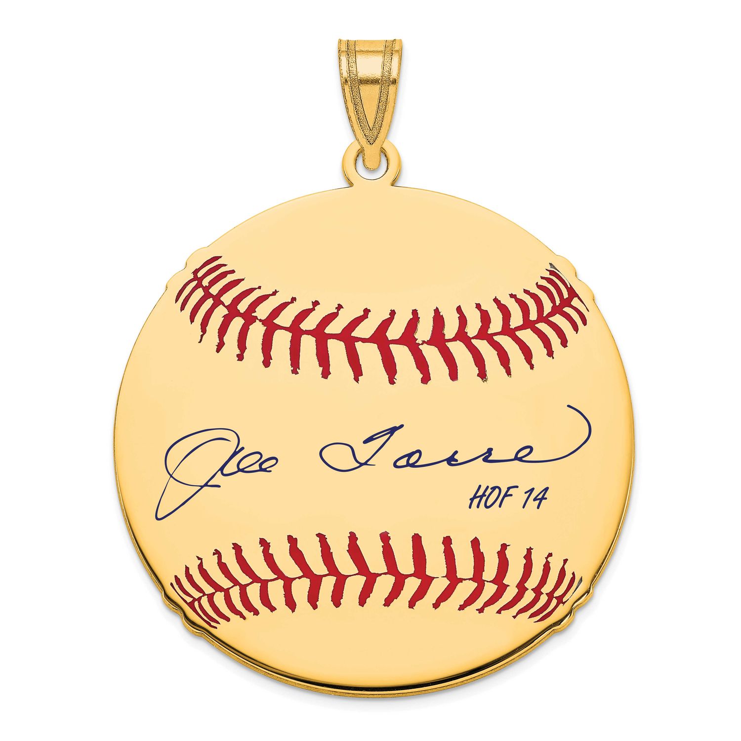 Joe Torre Hall of Fame Signature Large Epoxy Baseball Pendant 14k Gold 4YHF02JT14, UPC: