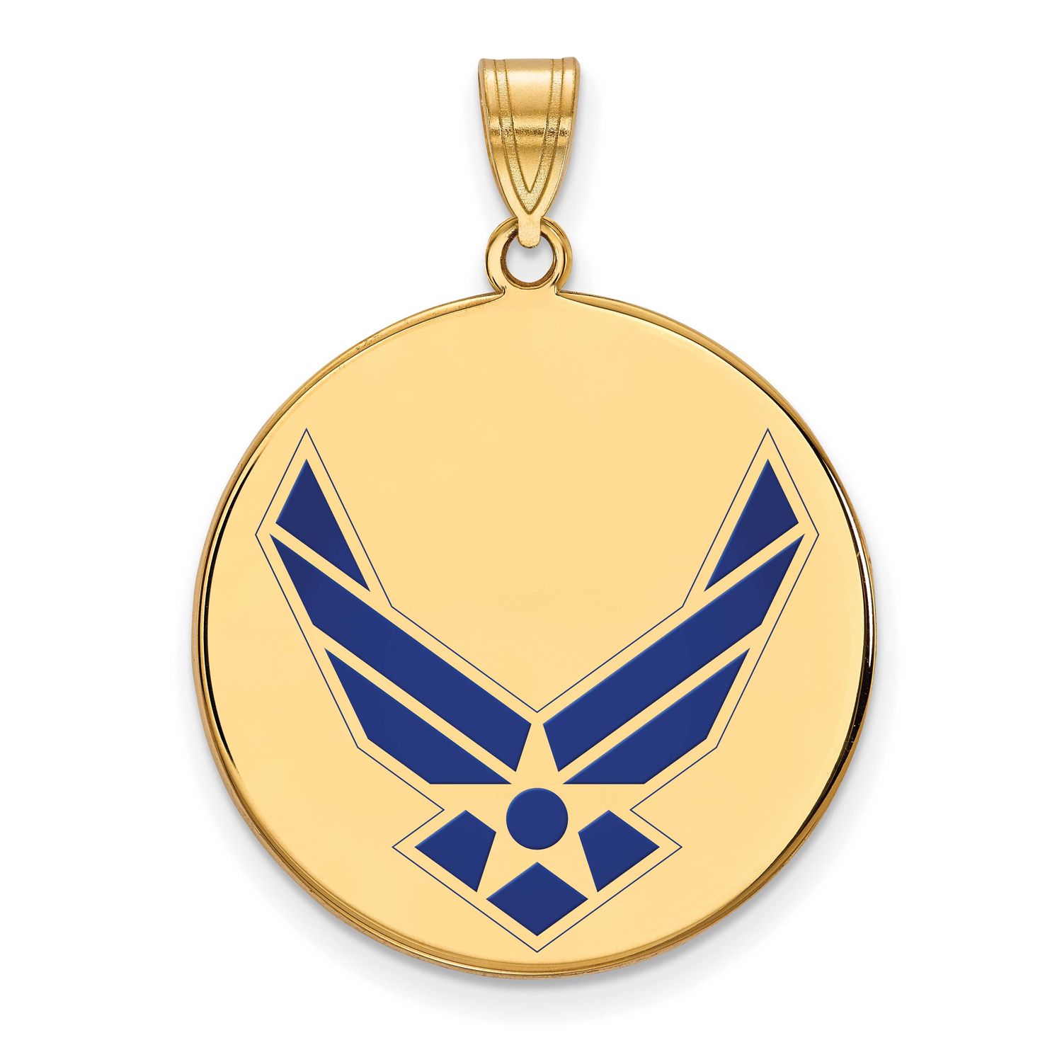 U.S. Air Force Extra Large Enameled Disc Pendant Gold-plated Sterling Silver GP035USAF, UPC: 191101…