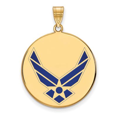 U.S. Air Force Extra Large Enameled Disc Pendant Gold-plated Sterling Silver GP035USAF, UPC: 191101…