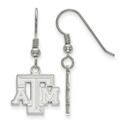 Texas A And M University T-A-M Small Dangle Wire Earrings Sterling Silver Rhodium-plated SS007TAM, …