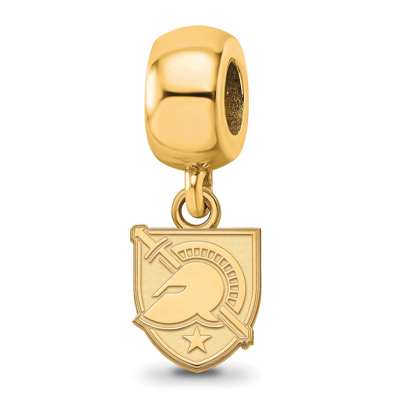 U.S. Military Academy Letter A Extra Small Dangle Bead Charm Gold-plated Sterling Silver GP022USMA,…