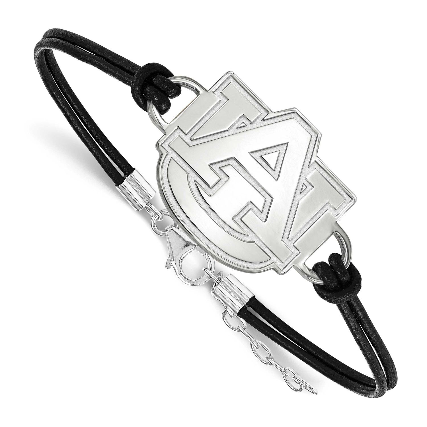 Auburn University Extra Large Center Leather Bracelet Sterling Silver Rhodium-plated SS024AU-7, UPC…