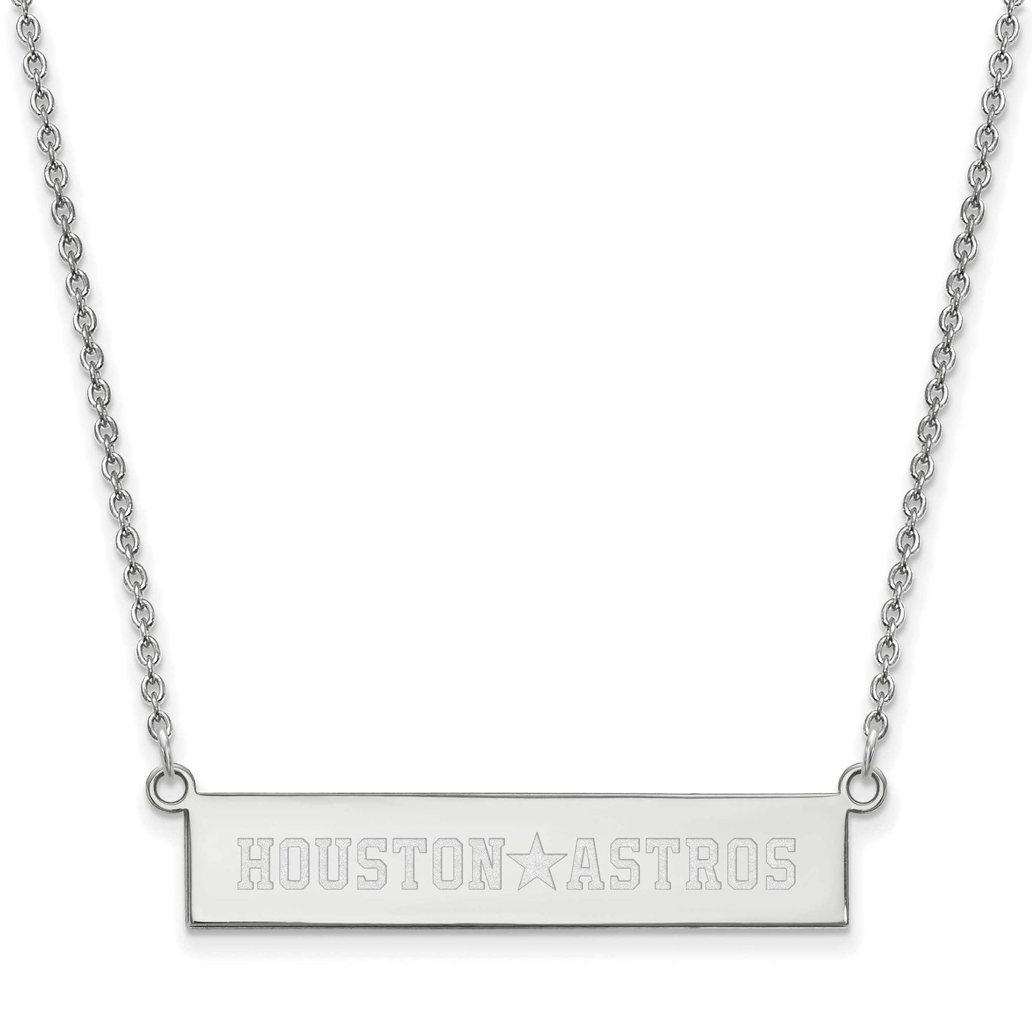 Houston Astros Team Script Bar 18 Inch Necklace Sterling Silver Rhodium-plated SS041AST-18, UPC: 19…