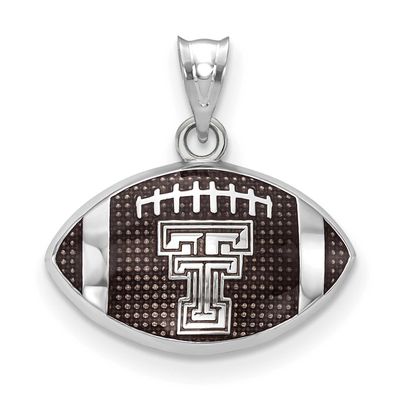 Texas Tech University T-T Enameled Football Pendant Sterling Silver Rhodium-plated SS508TXT, UPC: 6…