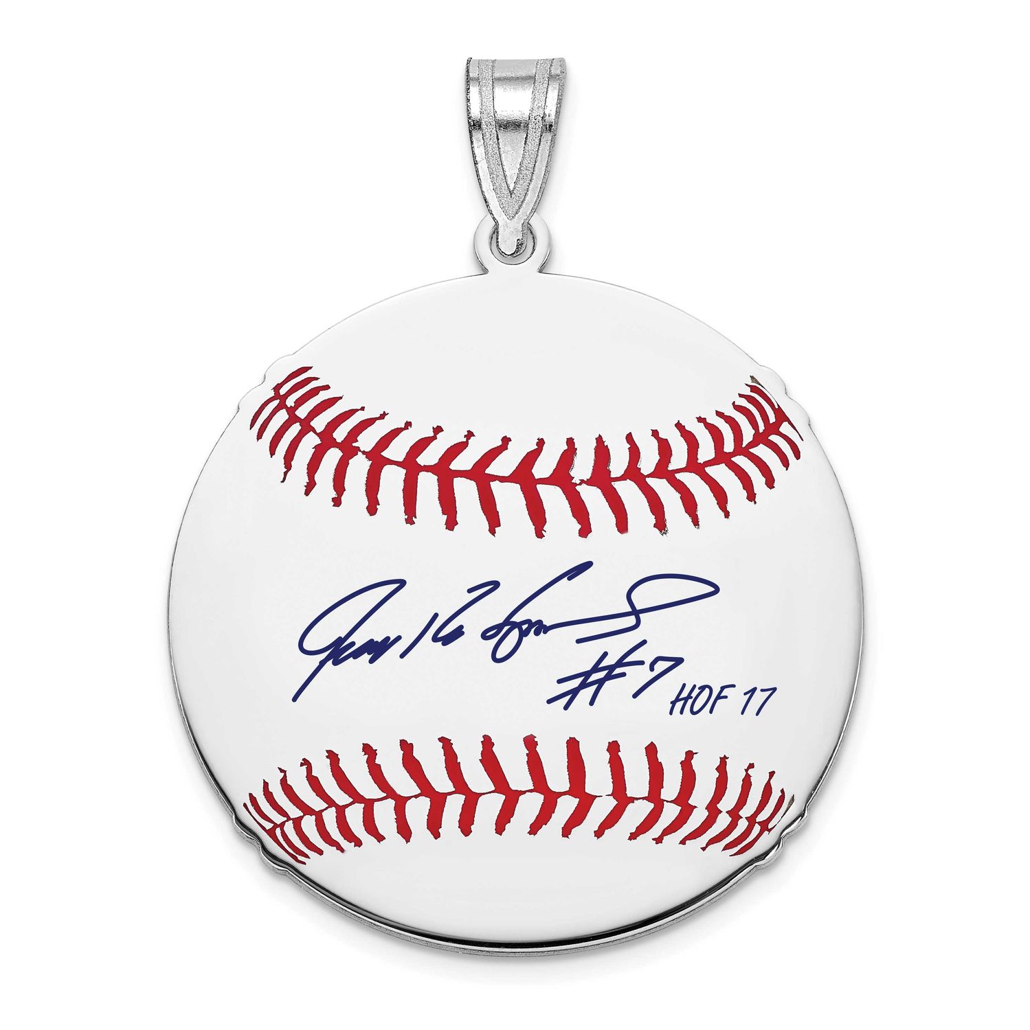 Ivan Pudge Rodriguez Hall of Fame Signature Medium Epoxy Baseball Pendant  Sterling Silver SSHF10IR…