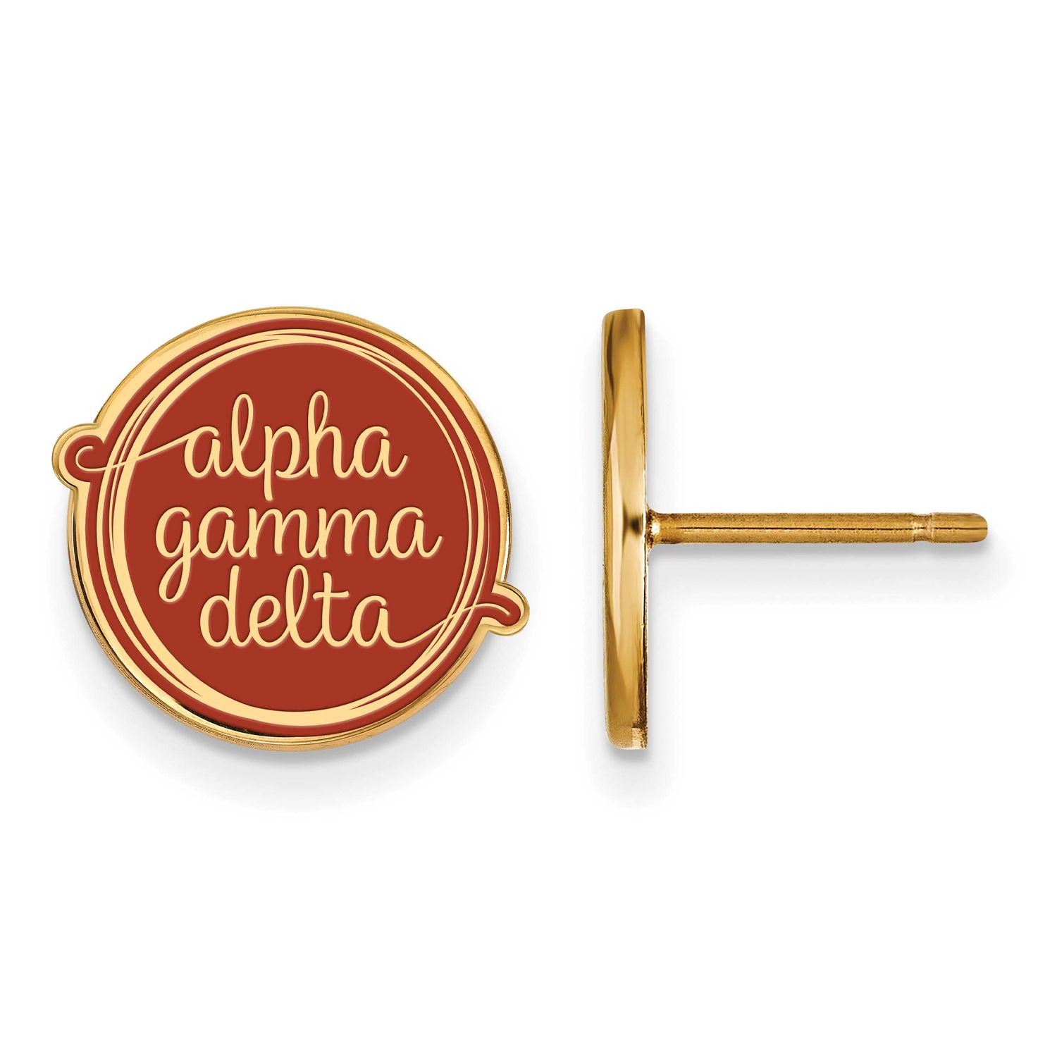 Alpha Gamma Delta Enameled Post Earrings Gold-plated Sterling Silver GP020AGD, UPC: 886774924526