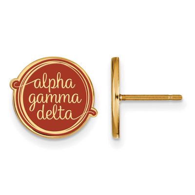 Alpha Gamma Delta Enameled Post Earrings Gold-plated Sterling Silver GP020AGD, UPC: 886774924526