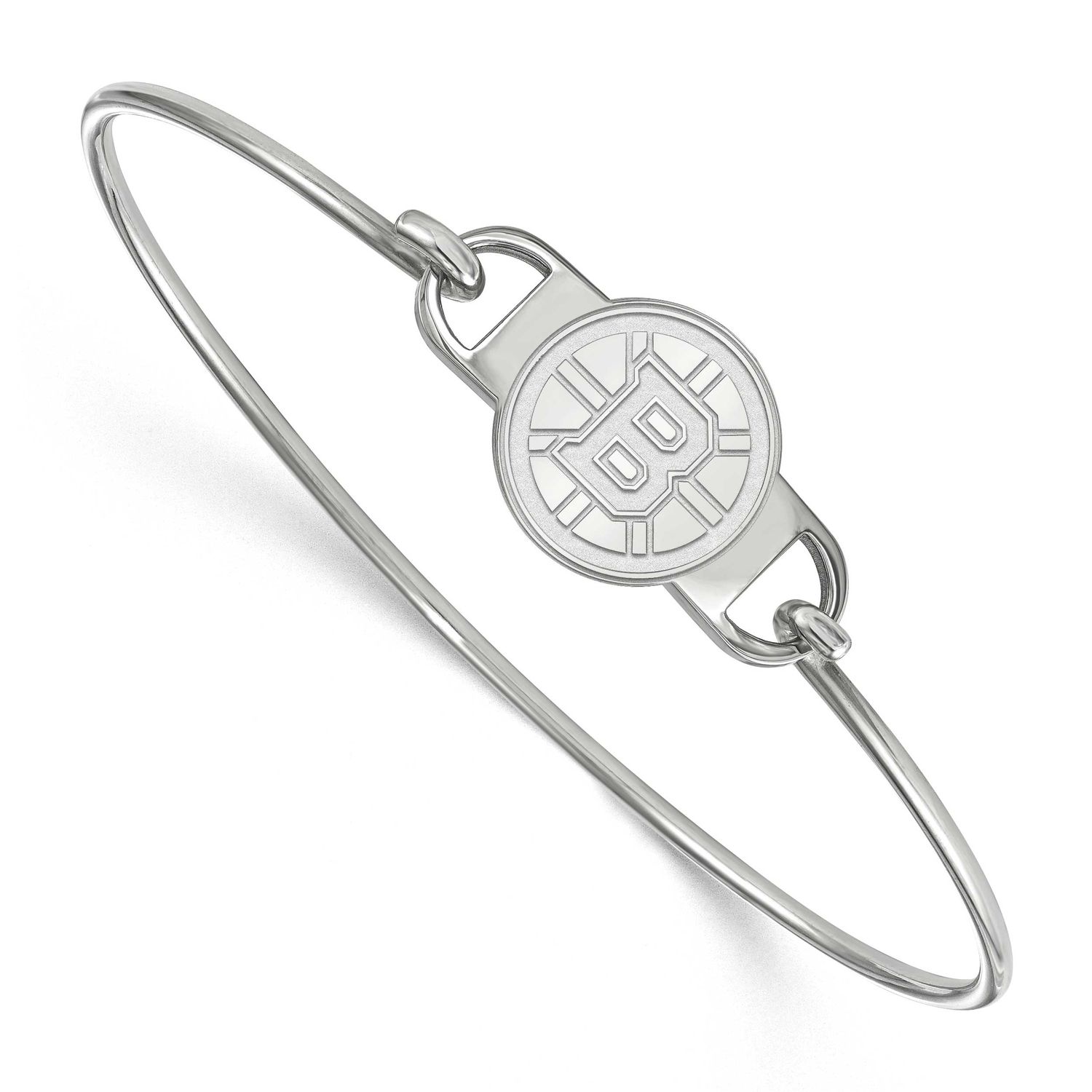 NHL Boston Bruins Small Center 7 Inch Wire Bangle Sterling Silver Rhodium-plated SS019BRI-7, UPC: 8…
