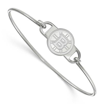 NHL Boston Bruins Small Center 7 Inch Wire Bangle Sterling Silver Rhodium-plated SS019BRI-7, UPC: 8…