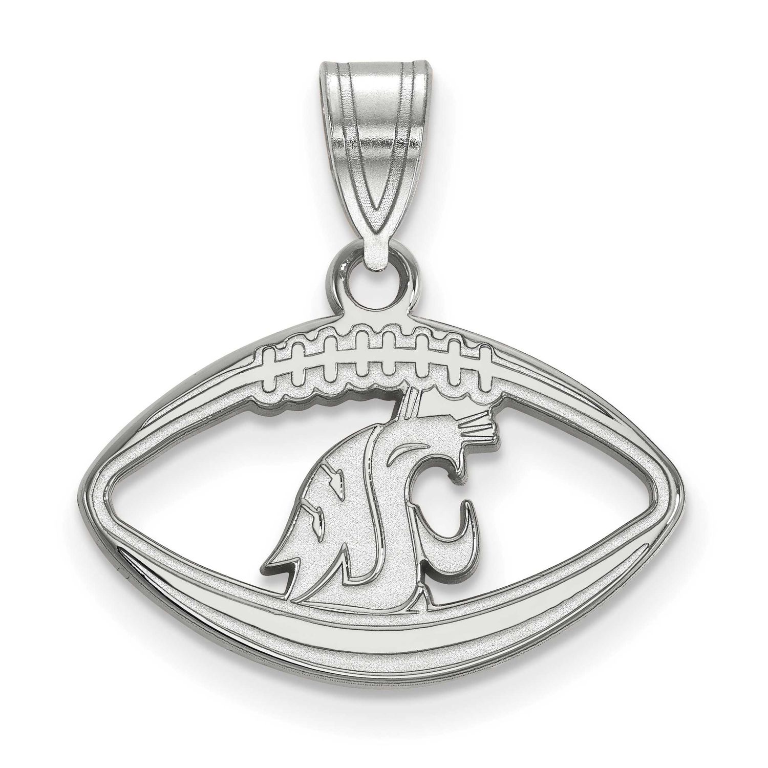 Washington State University Cougar Football Pendant Sterling Silver Rhodium-plated SS016WAS, UPC: 8…